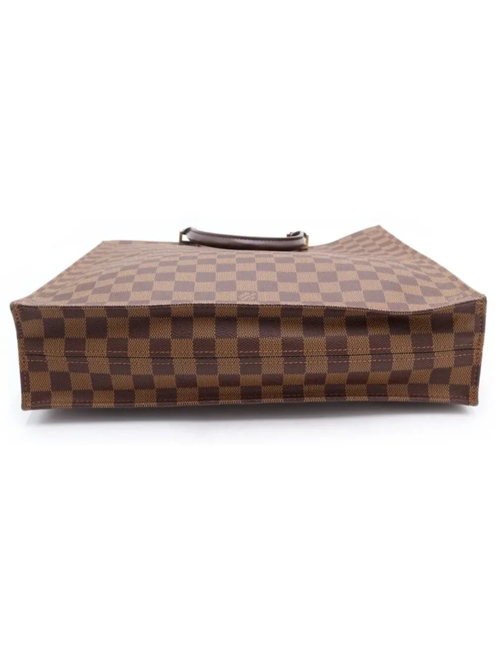 Louis Vuitton Damier Sac Plat Leather Hand Tote Brown